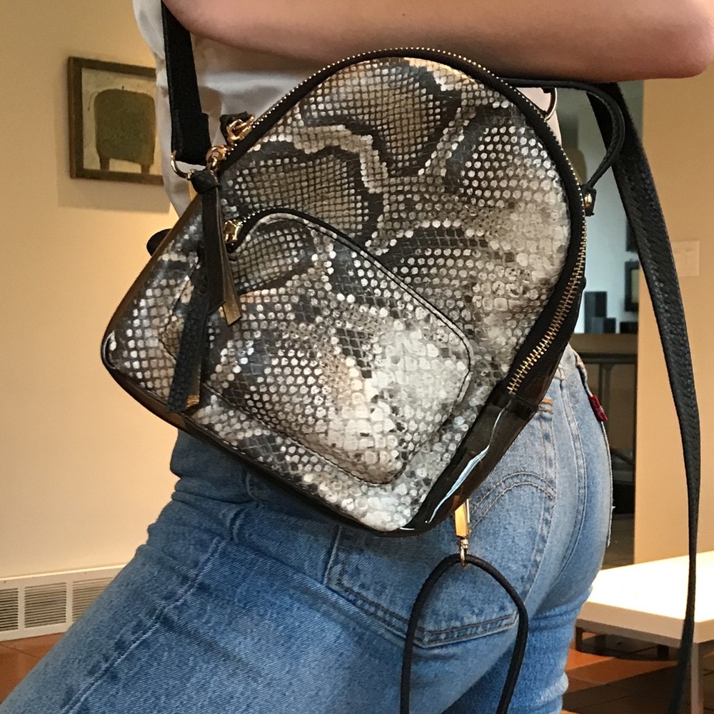 faux snakeskin mini backpack